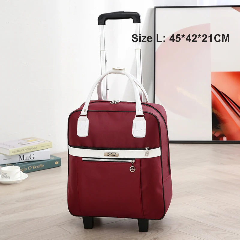 Rolling Travel Luggage Bag — Waterproof Oxford Cloth Suitcase with Wheels