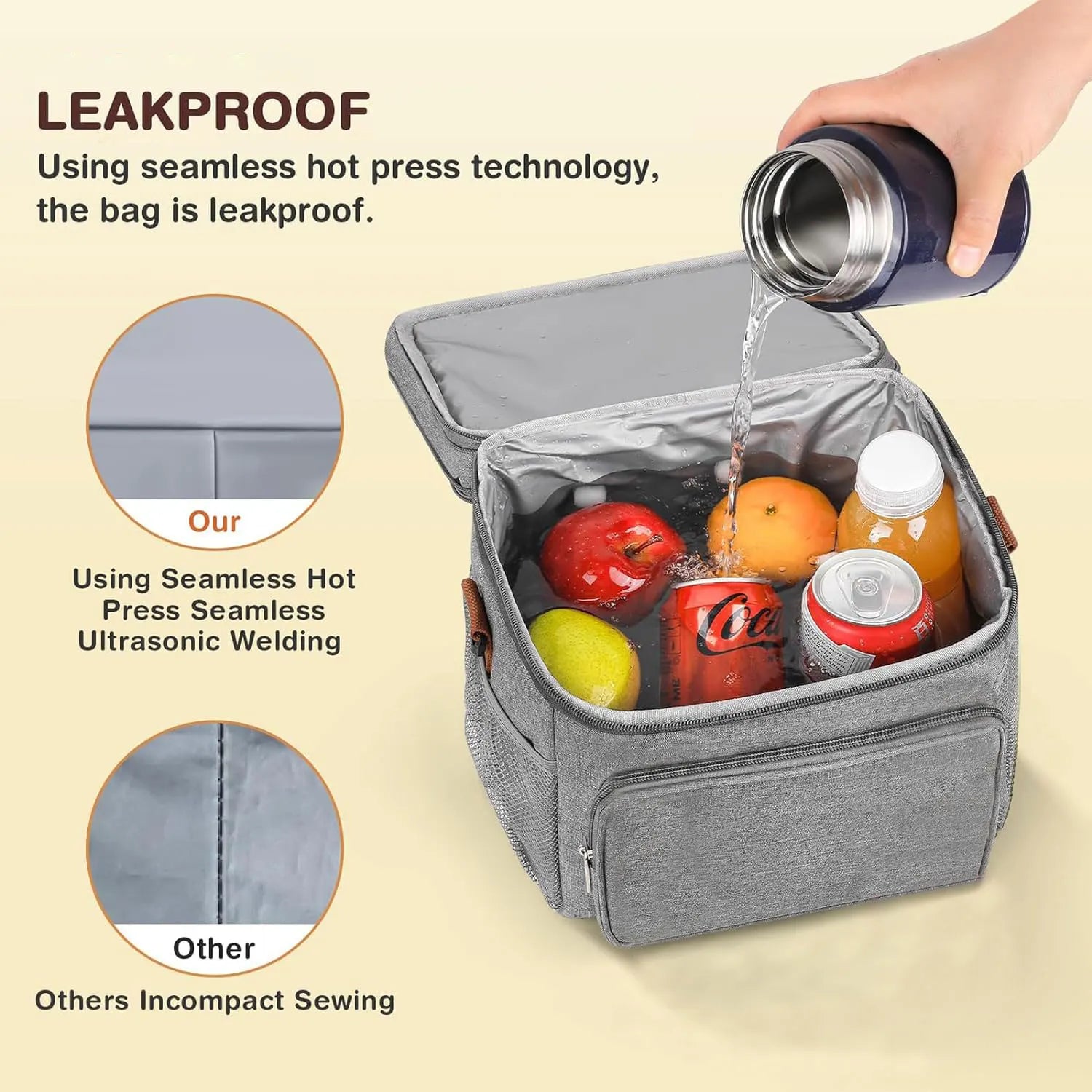Double-Layer Insulated Lunch Bag — Large Leakproof Cooler with Shoulder Strap