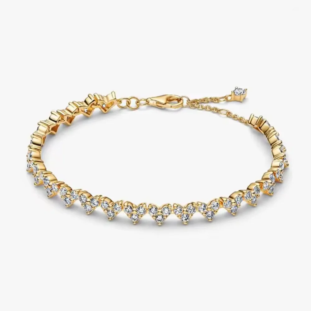 Potdemiel 925 Sterling Silver Charm Bracelet — Elegant Multi-Color Zircon Jewelry