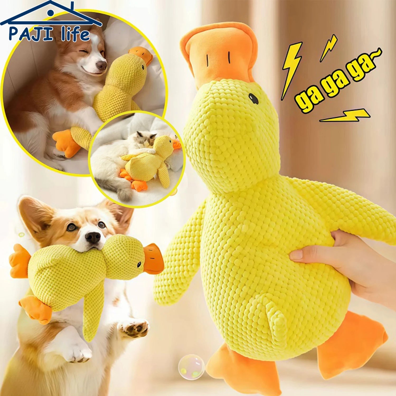 XMSJ Duck Plush Dog Toy — Durable Squeaky Chew Toy for Teeth Relief