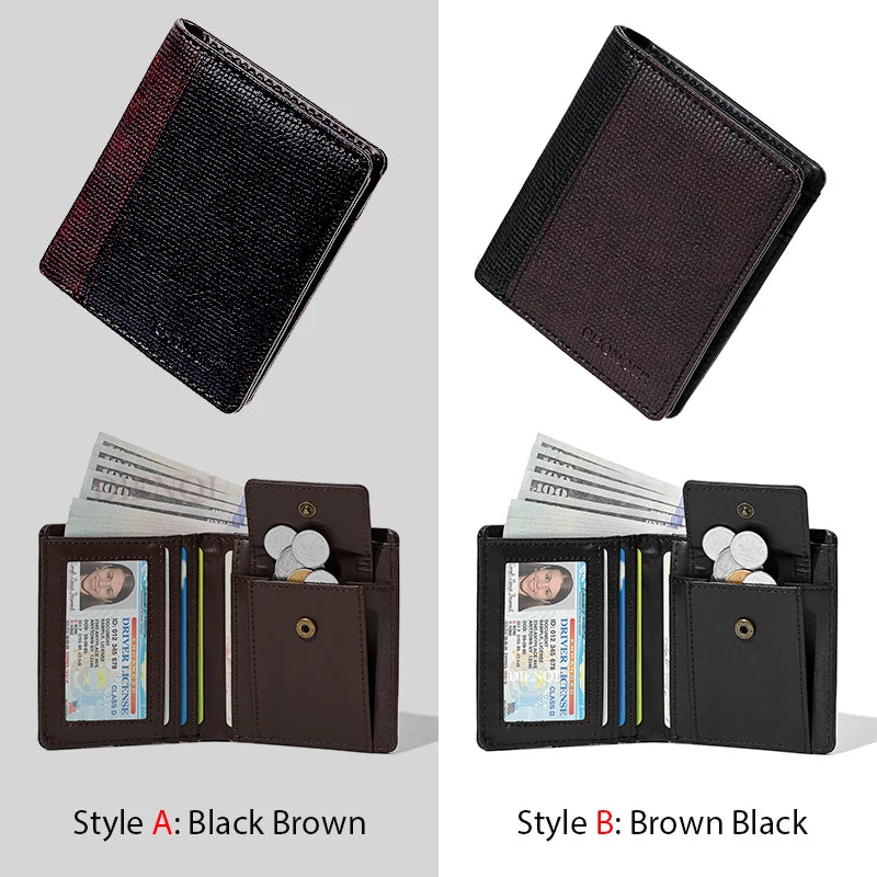 SMILEY SUNSHINE Men's Slim Bifold Wallet — Compact PU Leather Card Holder