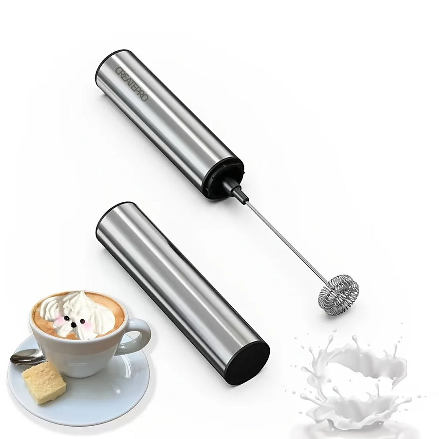 Rechargeable Stainless Steel Milk Frother — 2 Speed Settings for Lattes & Espresso