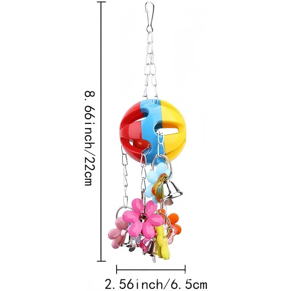 Colorful Bird Bell Ball Toy — Hanging Chew & Training Accessory