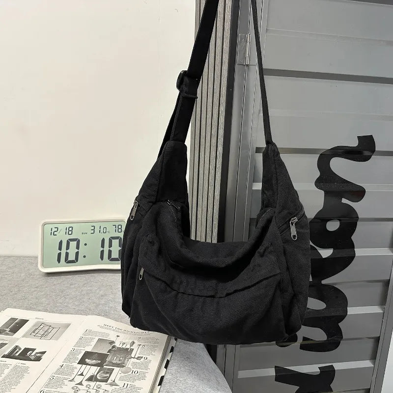 SMHXIANGQIANJIN Canvas Crossbody Bag — Large Capacity Messenger Style