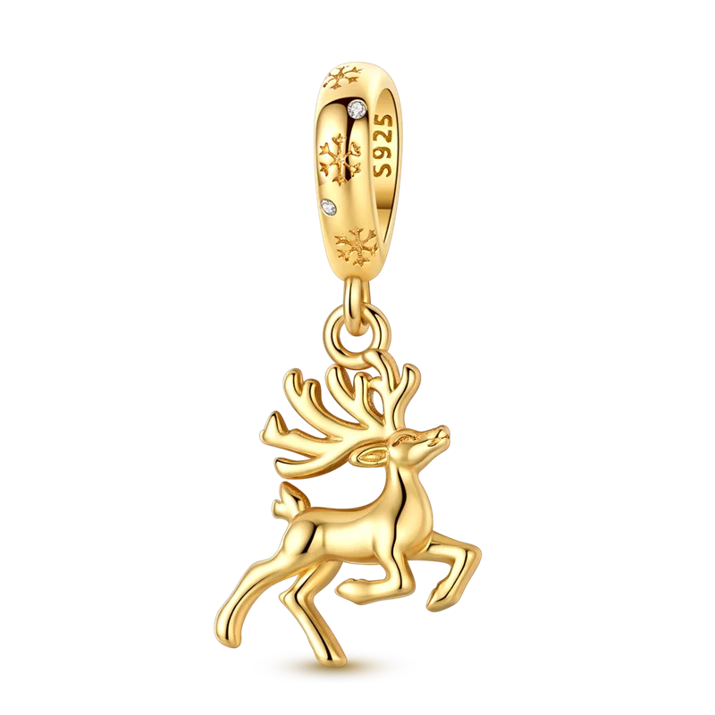 Charmhub Sparkling Zircon Elephant Charm — Gold Plated 925 Sterling Silver Bead