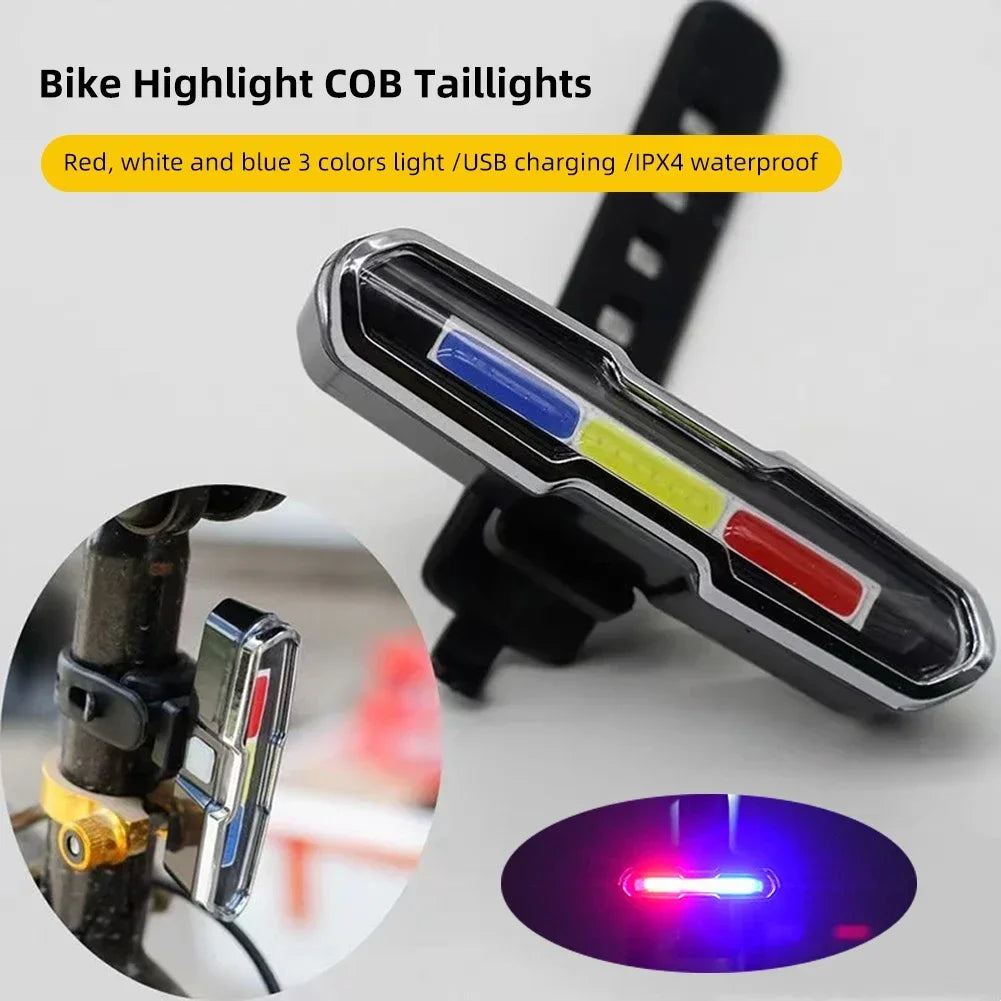 USB Rechargeable Bicycle Taillight — Waterproof Dual Color LED Safety Light