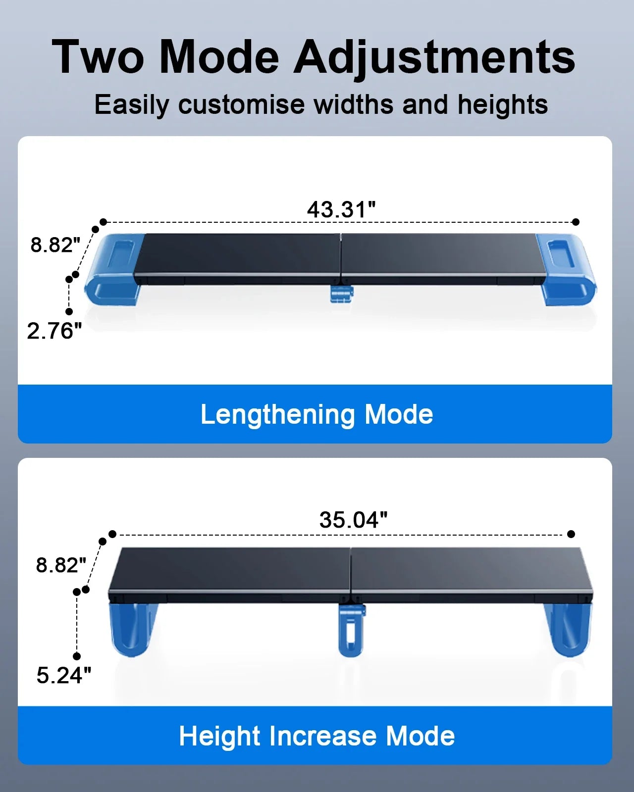 Dual Monitor Stand Riser — Adjustable Desktop Organizer with Phone Holder