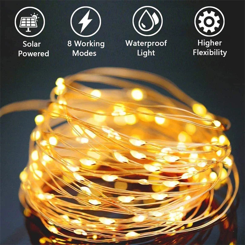 OKAL RED EAST Solar LED String Lights — Waterproof Fairy Lights for Garden & Patio