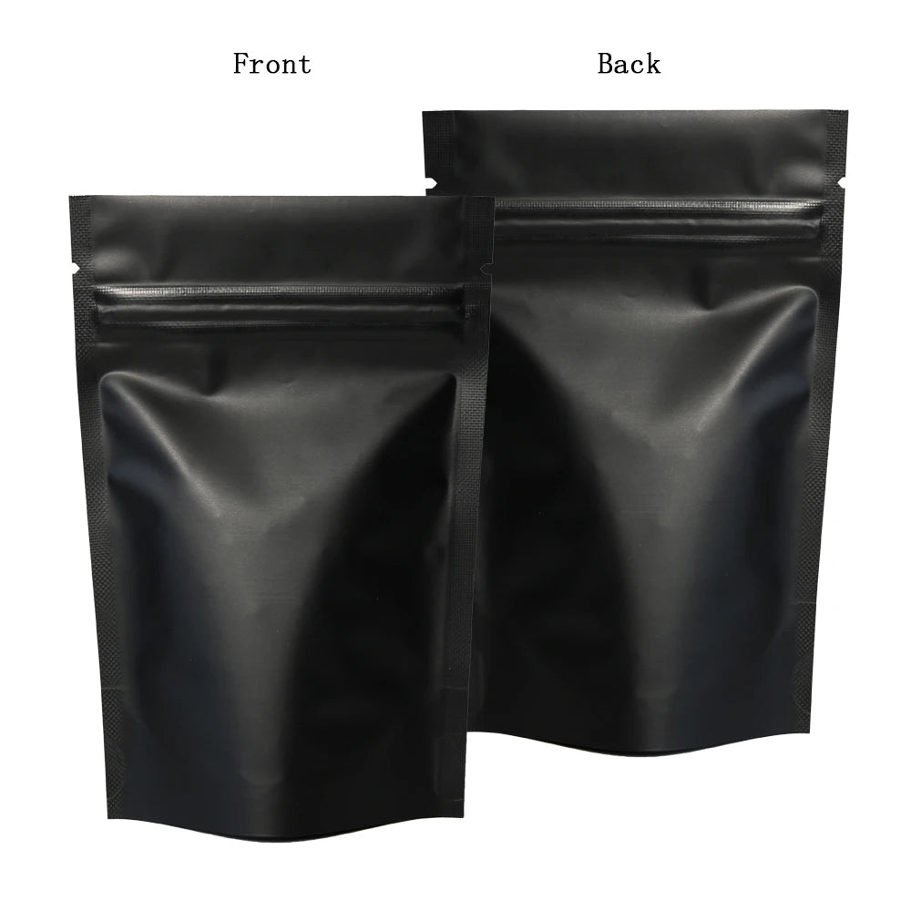 VoluPack Matte Black Mylar Bags — Smell Proof Stand Up Food Storage