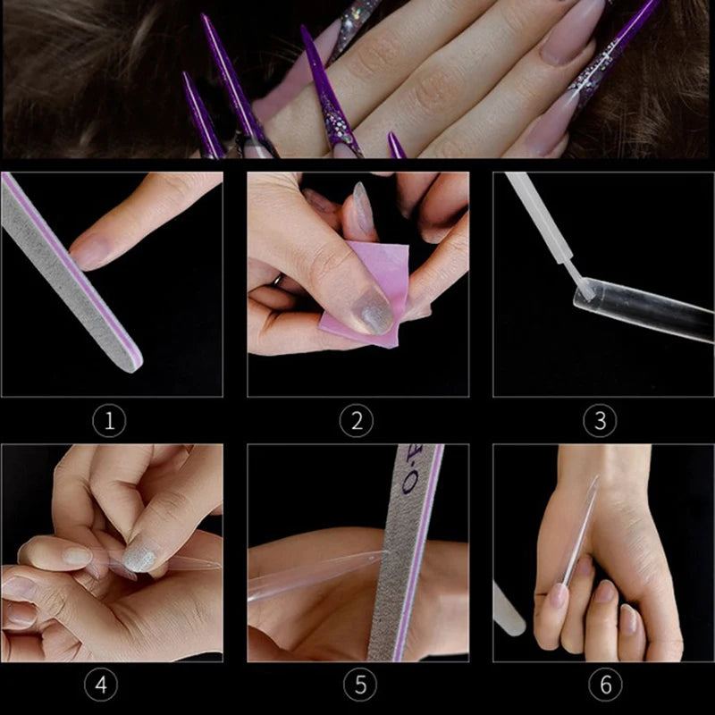 JCSYFAC Stiletto False Nail Tips — Extra Long Professional Nail Art Set