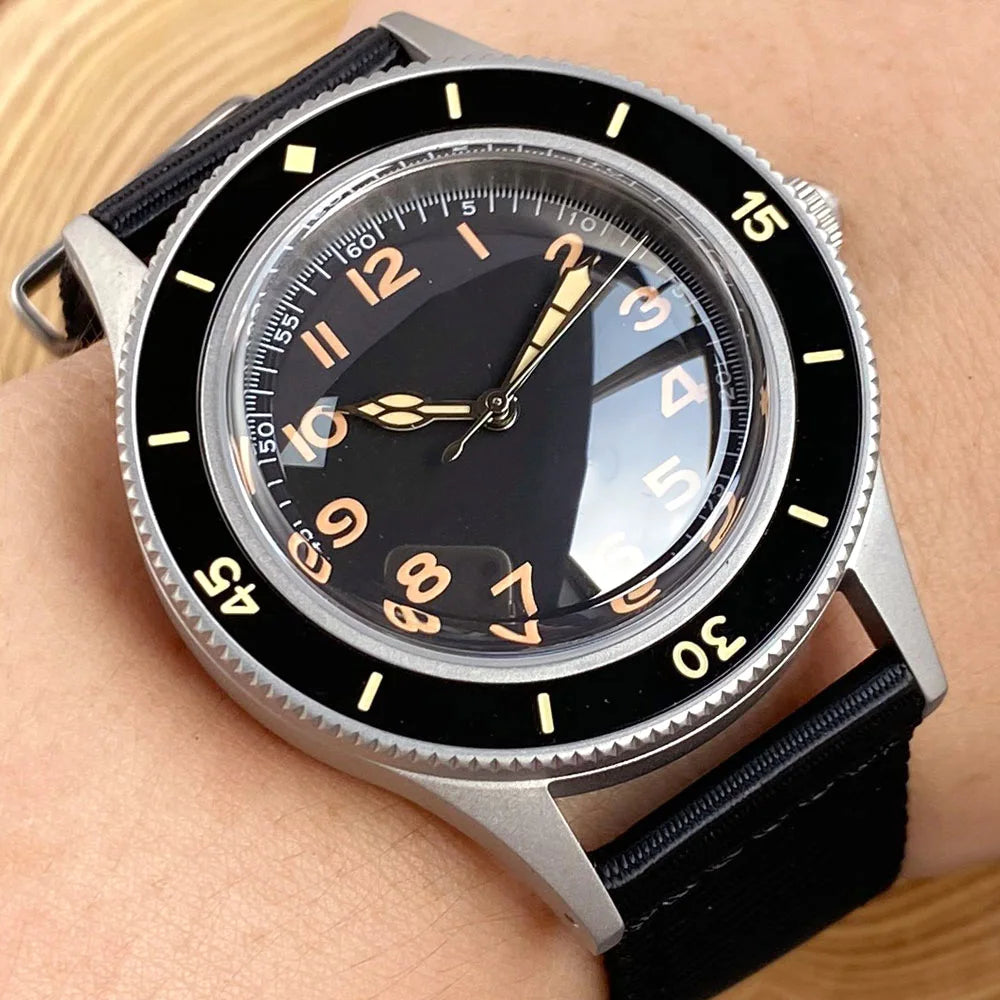 Tandorio Automatic Mechanical Diving Watch — Luminous Sapphire Glass, Black Dial