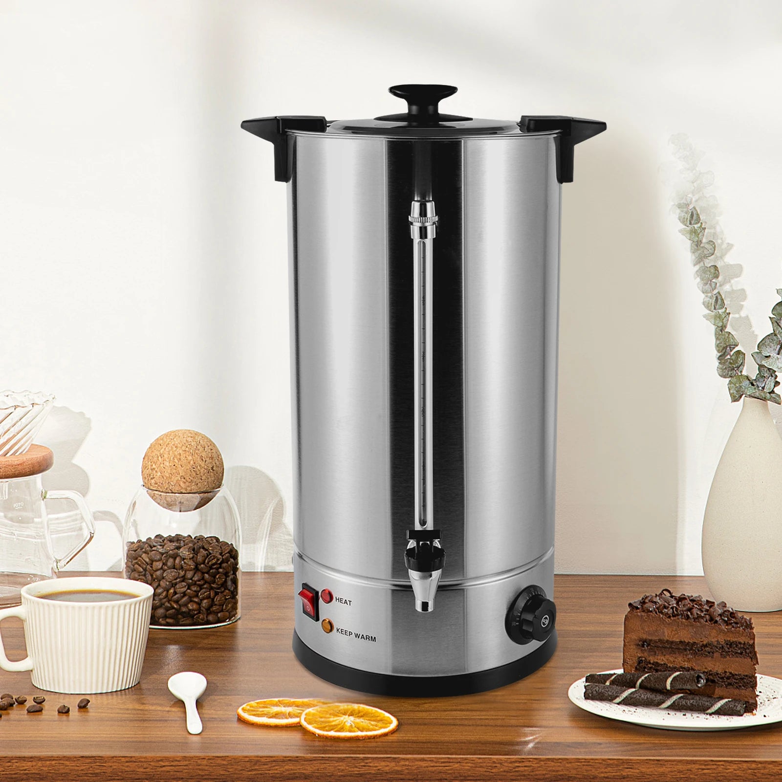 Stainless Steel Coffee Urn — 25L Large Capacity Beverage Server