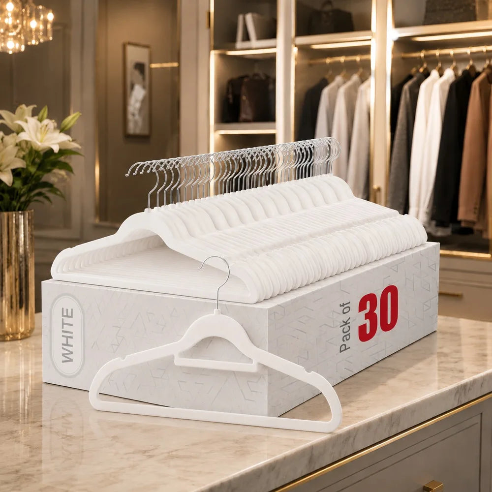 Non-Slip Velvet Clothes Hangers — Space-Saving Wardrobe Organizer