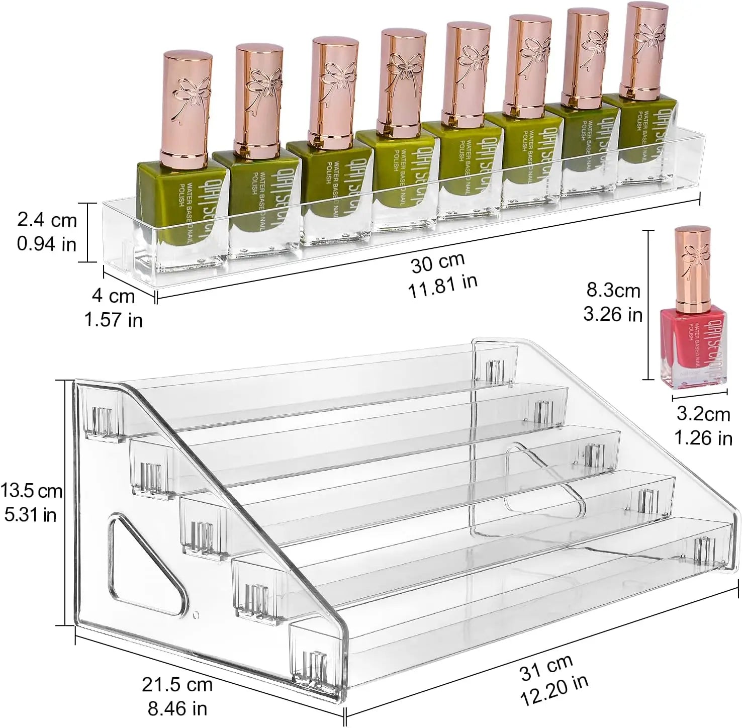 Acrylic Tiered Display Stand — Multi-Level Organizer for Nail Polish & Cosmetics