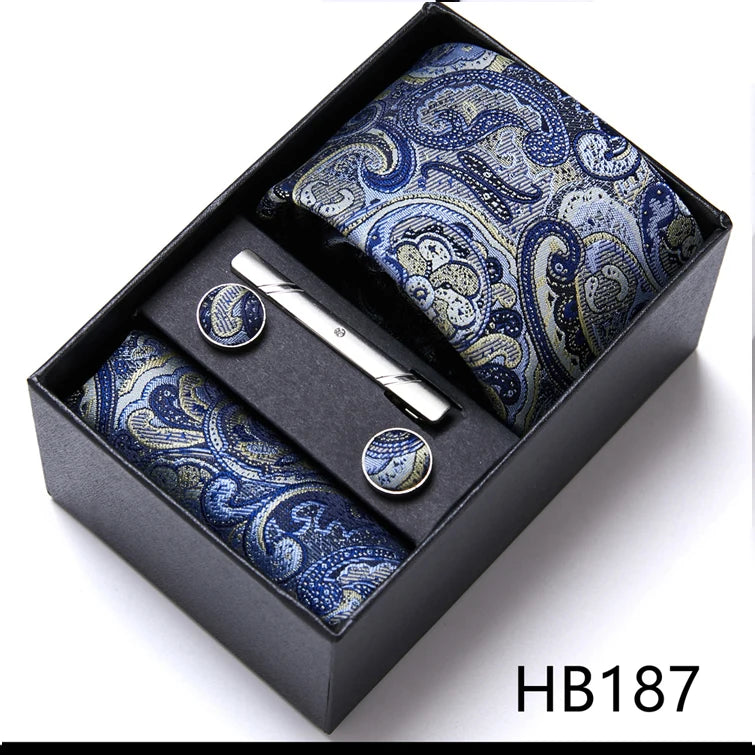 VanGise Men's Necktie Set — Business Tie, Cufflinks, and Pocket Square Kit