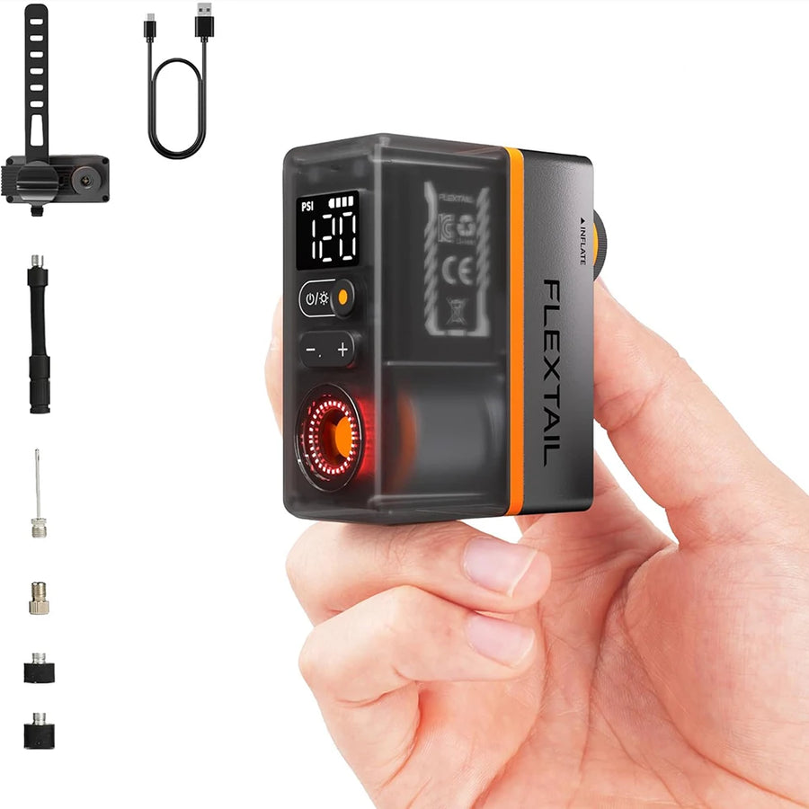 flextailgear Tiny Bike Pump ACS — Mini Electric Inflator with Pressure Gauge