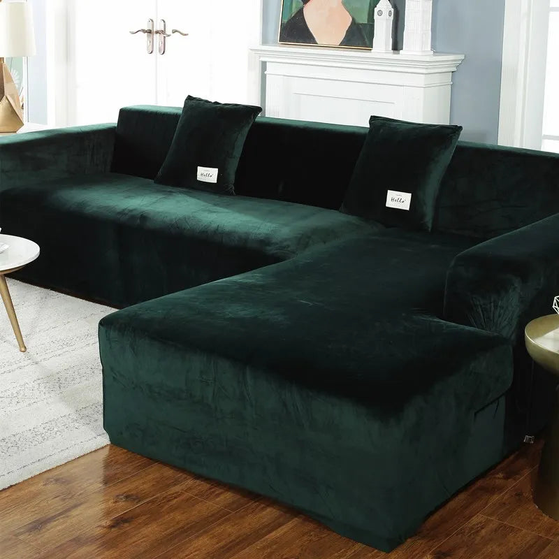 Velvet Stretch Sofa Cover — Protective Slipcover for 1-4 Seater Couches