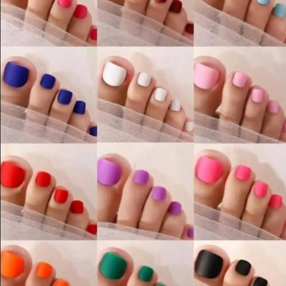 MAFANAILS Solid Color Press On Toenails — Short Square Full Cover Tips