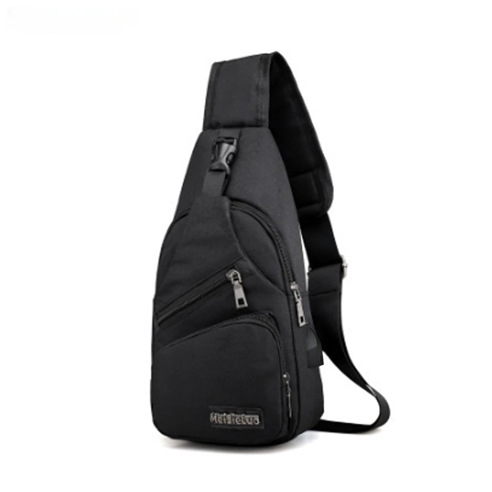 USB Charging Sling Bag — Multifunction Canvas Crossbody Pack
