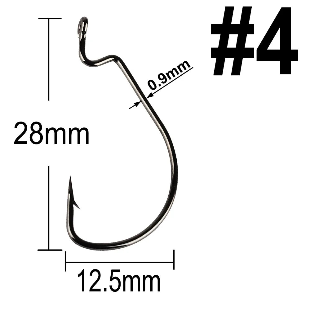 facifa Wide Gap Worm Fishing Hooks — High Carbon Steel Lures with Storage Box