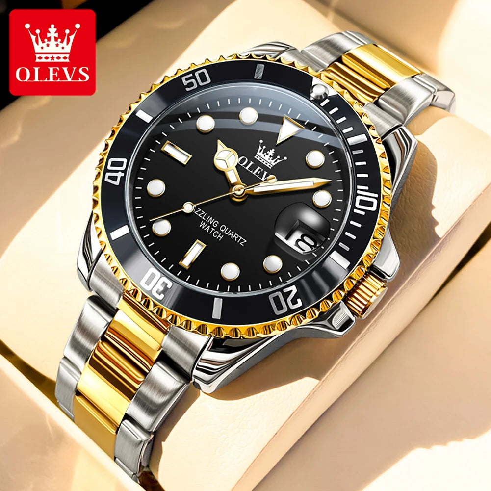 OLEVS 5885 Men's Business Watch — Stainless Steel Quartz Wristwatch