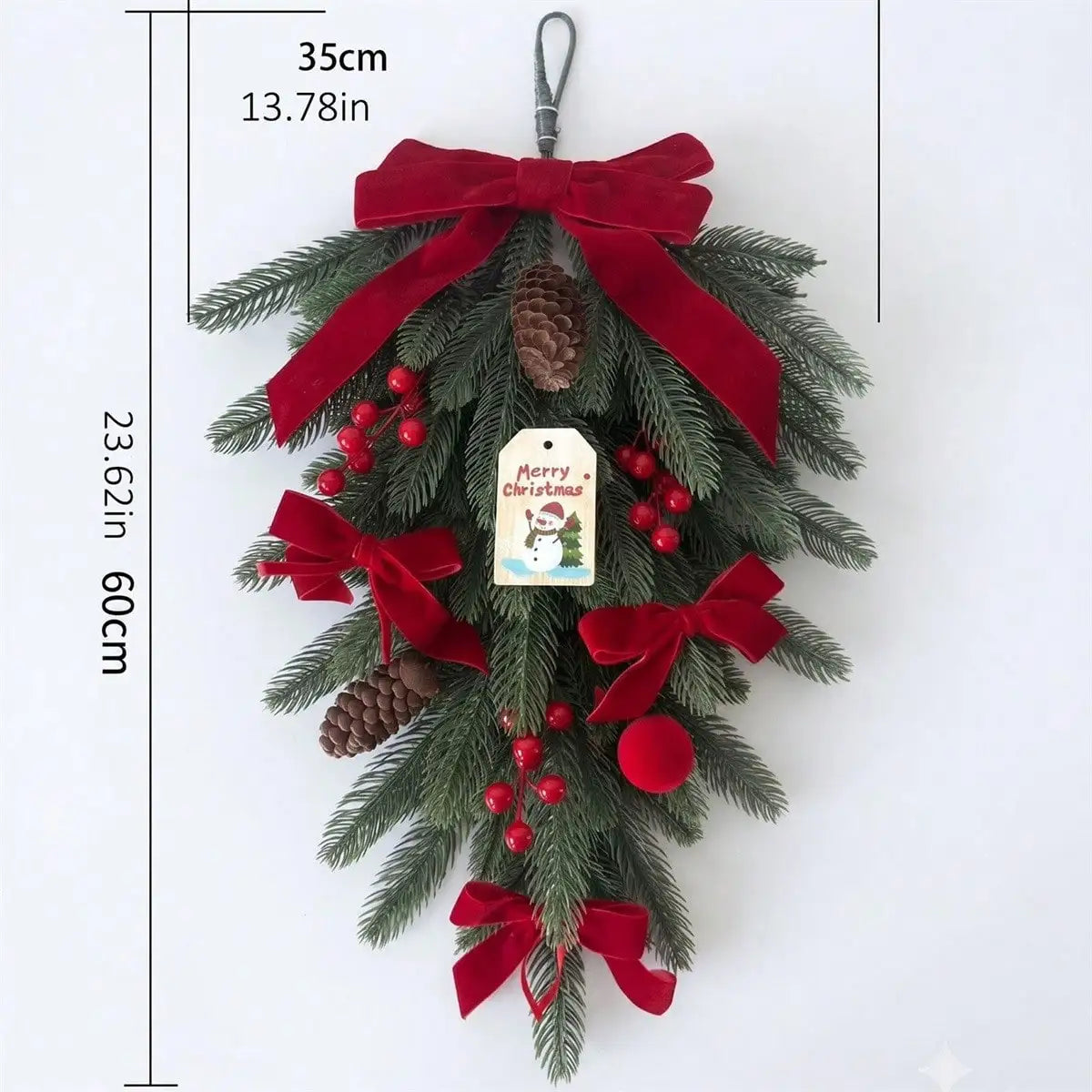Pine Wreath Teardrop Swag — Festive Christmas Front Door Decor