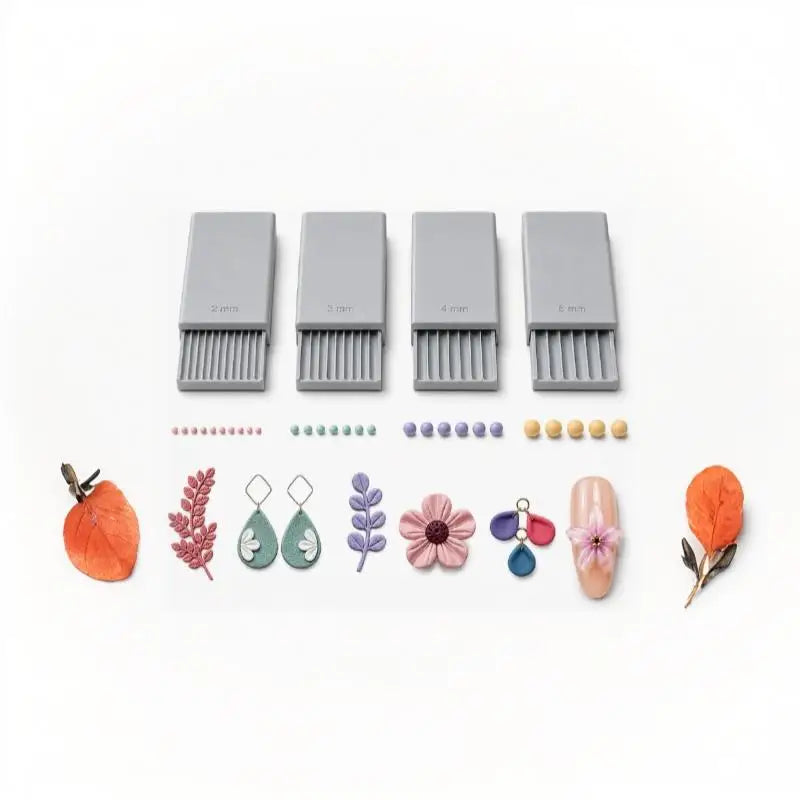 Nail Art Bead Roller Kit — 4-Piece Clay and Gel Extruder Set