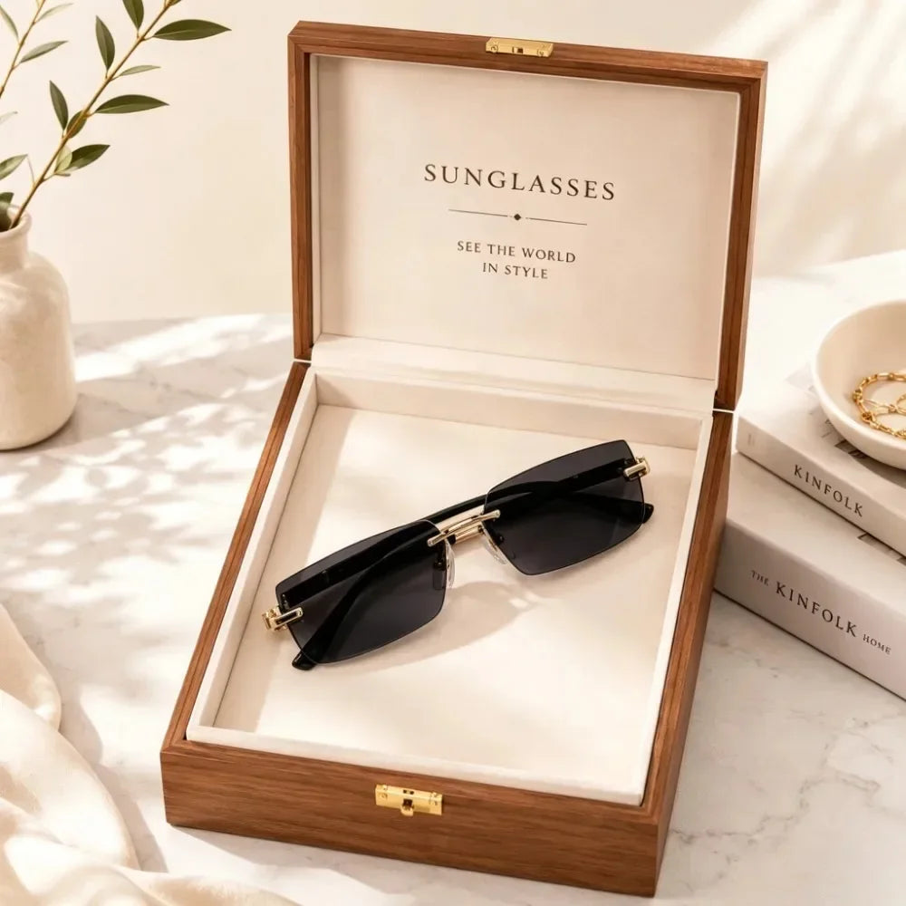Z&L HOUSE Frameless Rectangular Sunglasses Set — 10-Piece Elegant Accessory Pack