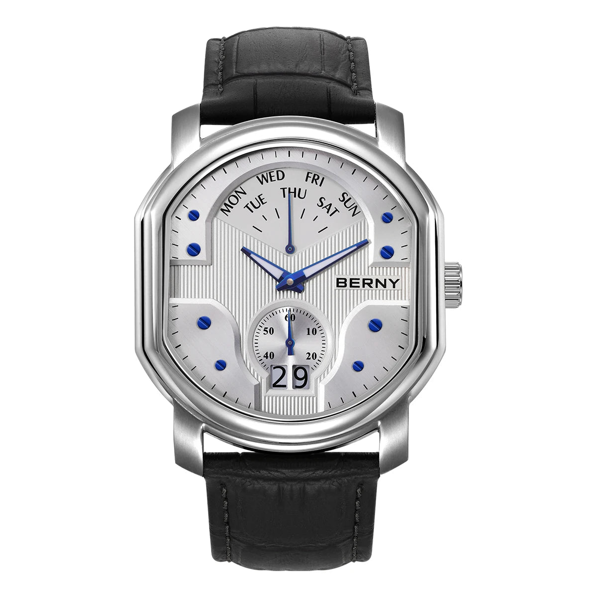BERNY Tonneau Classic Men's Watch — Luxury Quartz with Sapphire Crystal