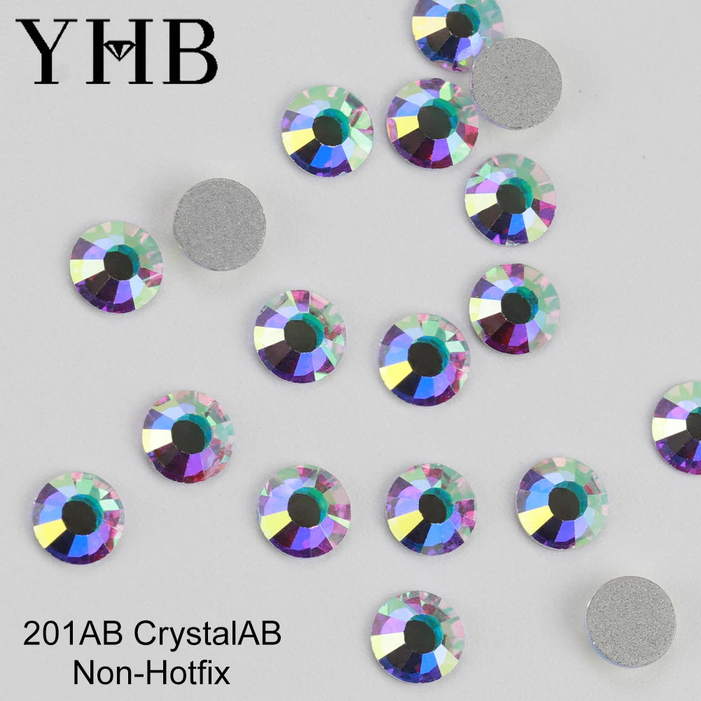 YHB Crystal Flat Back Rhinestones — Glitter Gemstones for Nails and Fabric