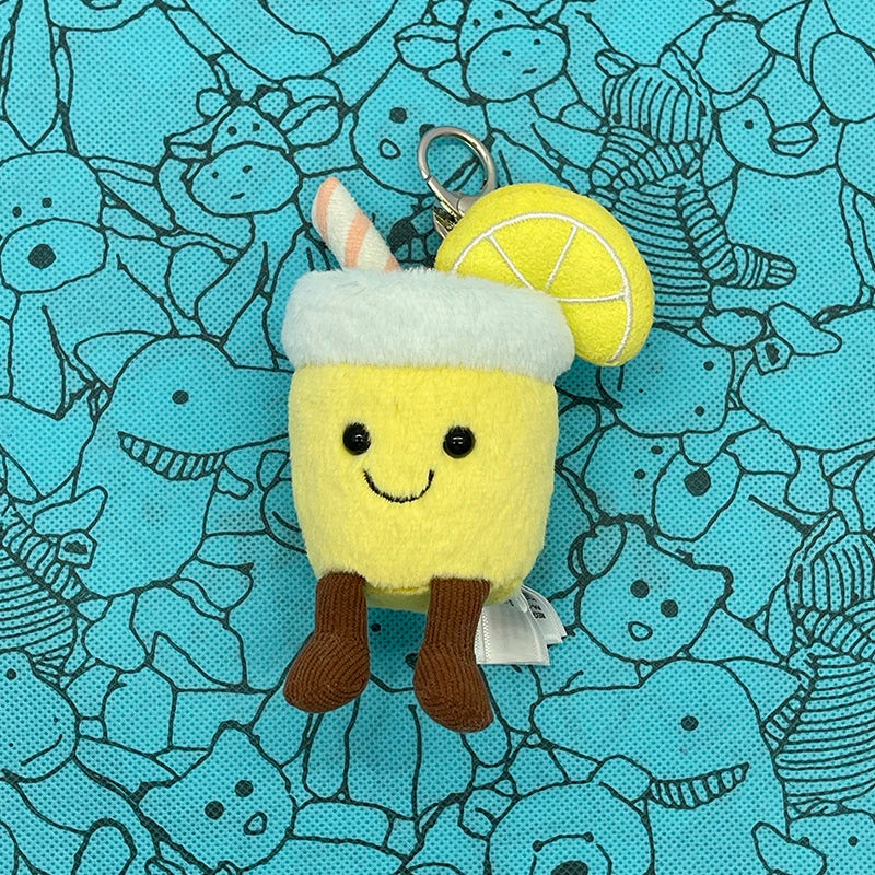 Assorted Plush Keychain Charm — Cute Animal & Food Backpack Pendant