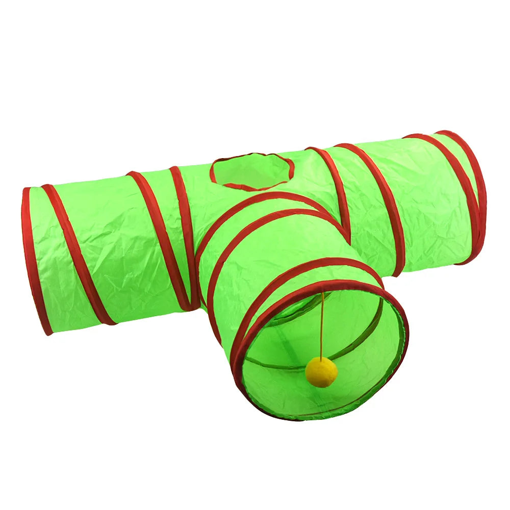Christmas Cat Tunnel Toy — Foldable Interactive Play Tube for Kittens