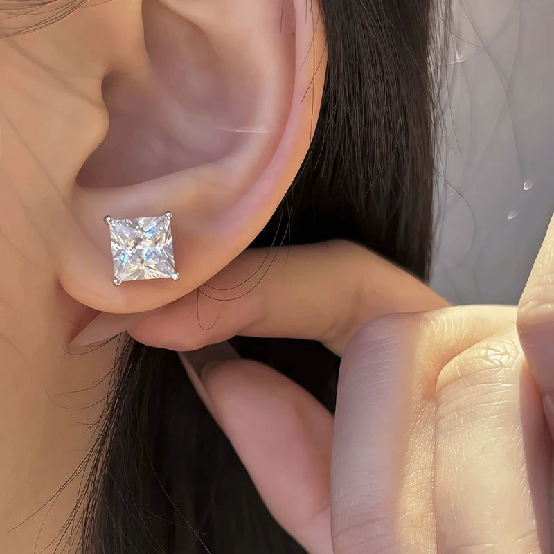 AITERNITY Moissanite Stud Earrings — Elegant S925 Silver Wedding Jewelry