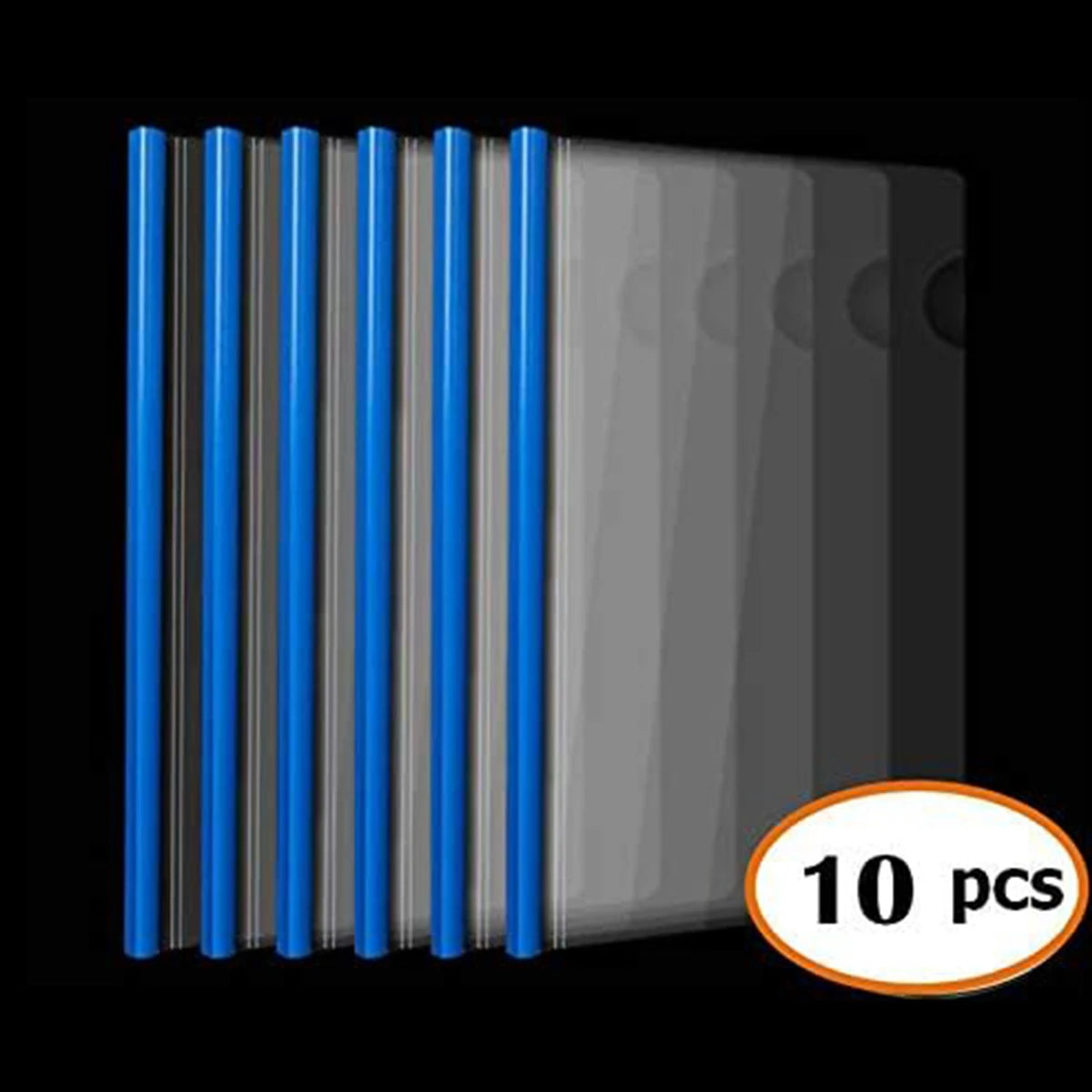 Plastic File Folders with Sliding Bar — Transparent Report Covers, 10 Pack