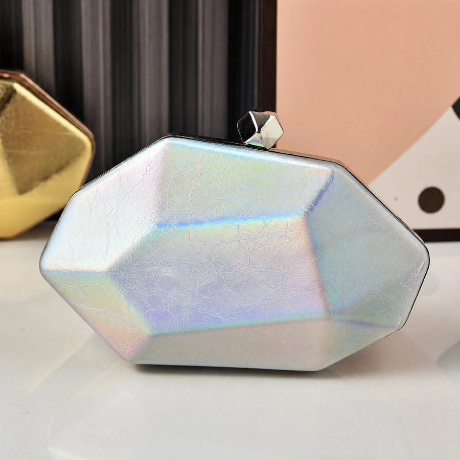 Cherielu Holographic Evening Clutch — Irregular Polygon Party Handbag