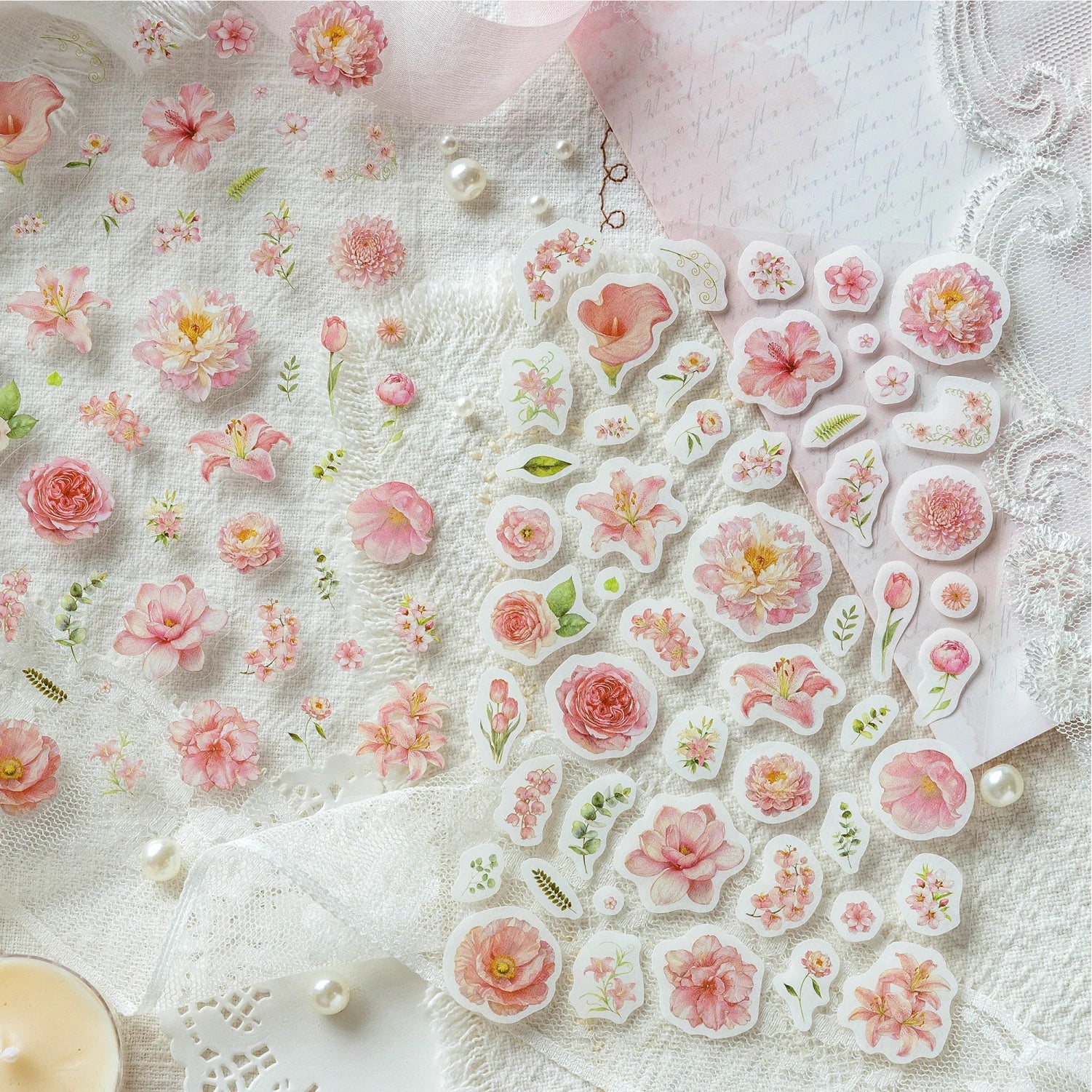 Large Floral Plant Stickers — Decorative Botanical Decals for Scrapbooking