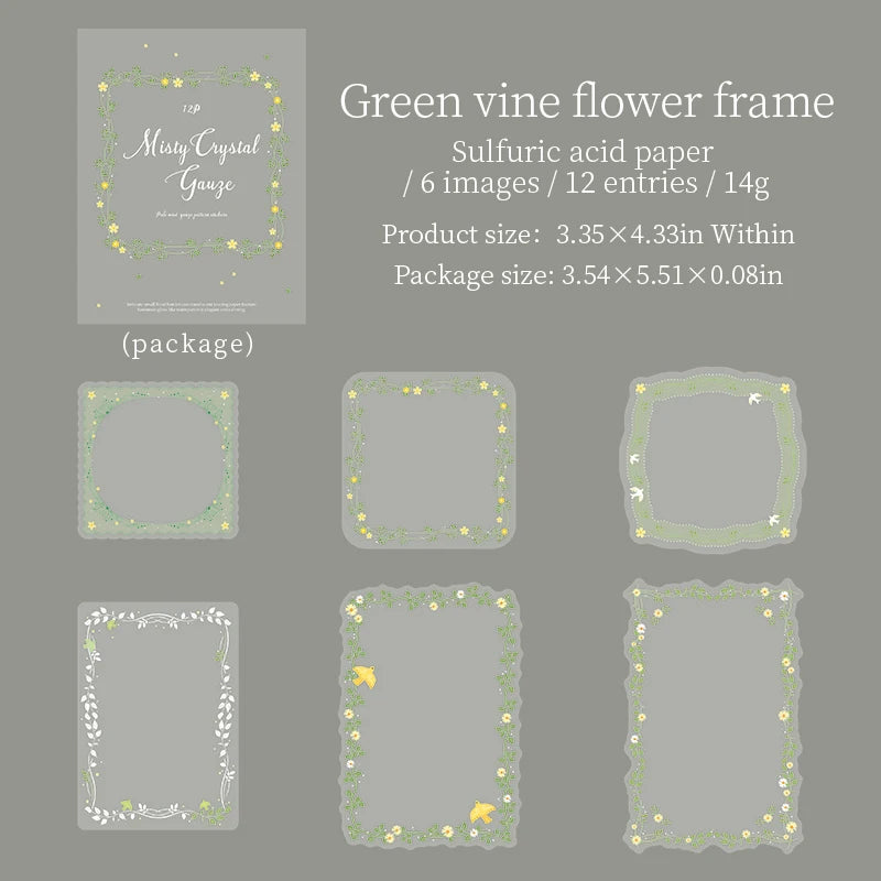 Transparent DIY Decorative Stickers — 12 Piece Set for Scrapbooking & Decor
