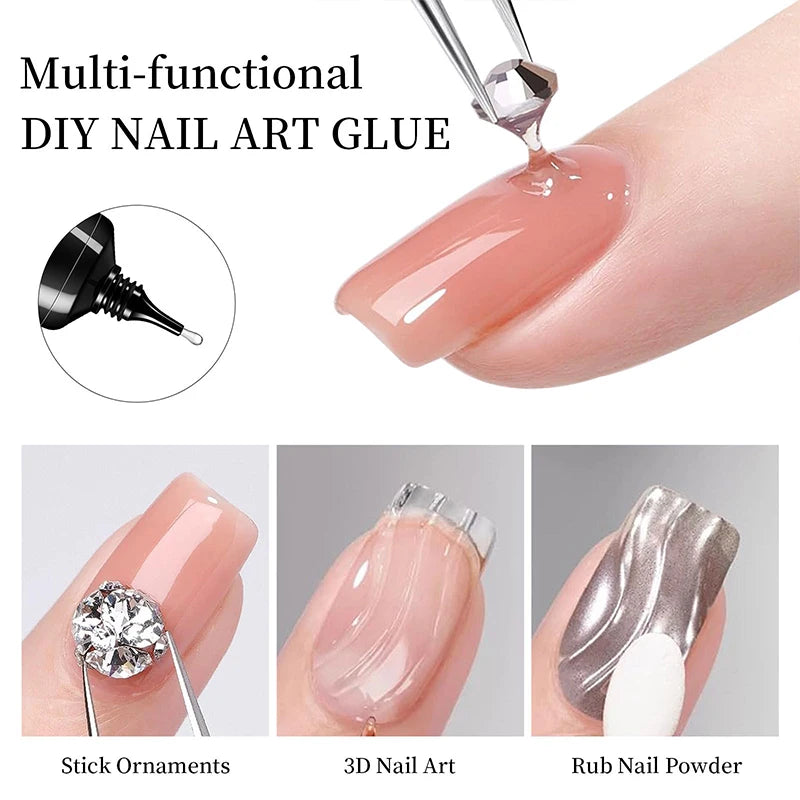 Super Strong Nail Adhesive Gel — For Rhinestones, Gems, and Nail Tips