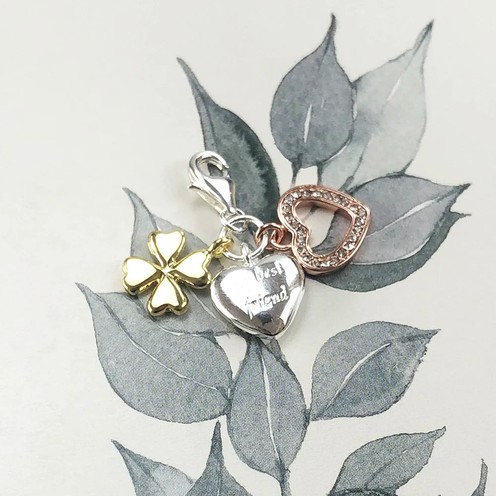 Thaddaeus Cloverleaf Heart Charm — Vintage 925 Sterling Silver Pendant