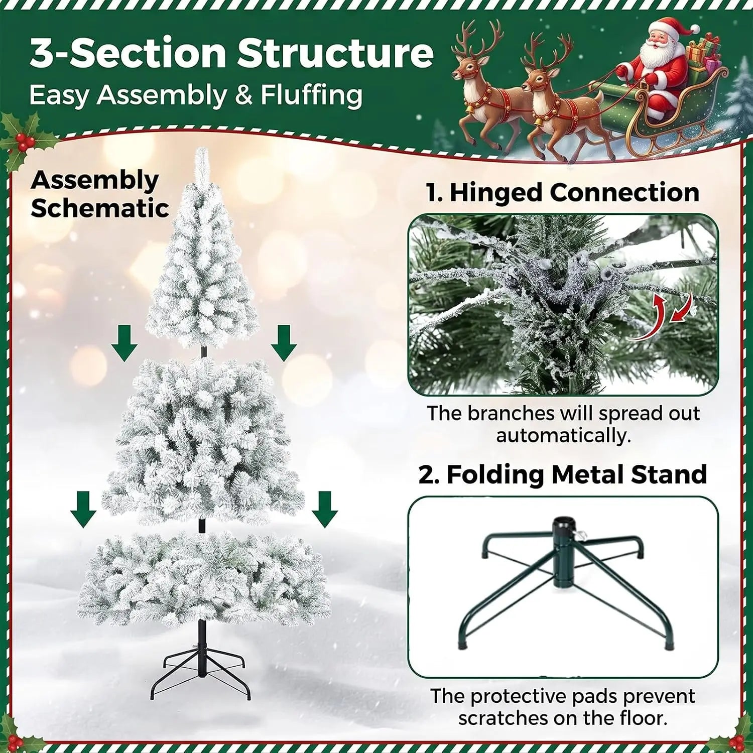 5ft Artificial PVC Fir Christmas Tree — Lush 355-Tip Design with Foldable Stand