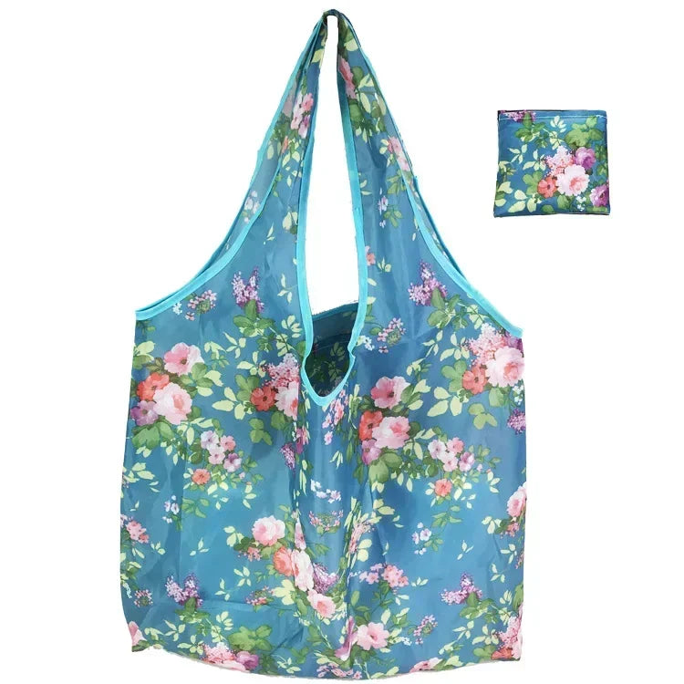 eTya Reusable Floral Shopping Bag — Foldable Large Capacity Tote