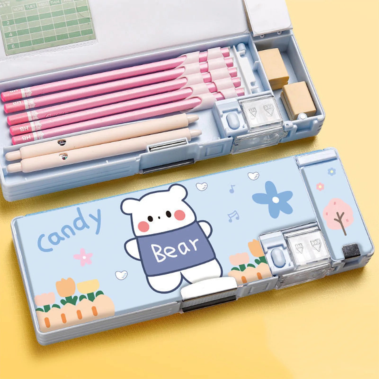 Pencil Case — Magnetic Closure, Dual Sharpener