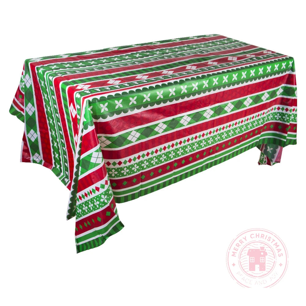 Seasonal Pattern Tablecloth — Festive Holiday Decoration for Parties