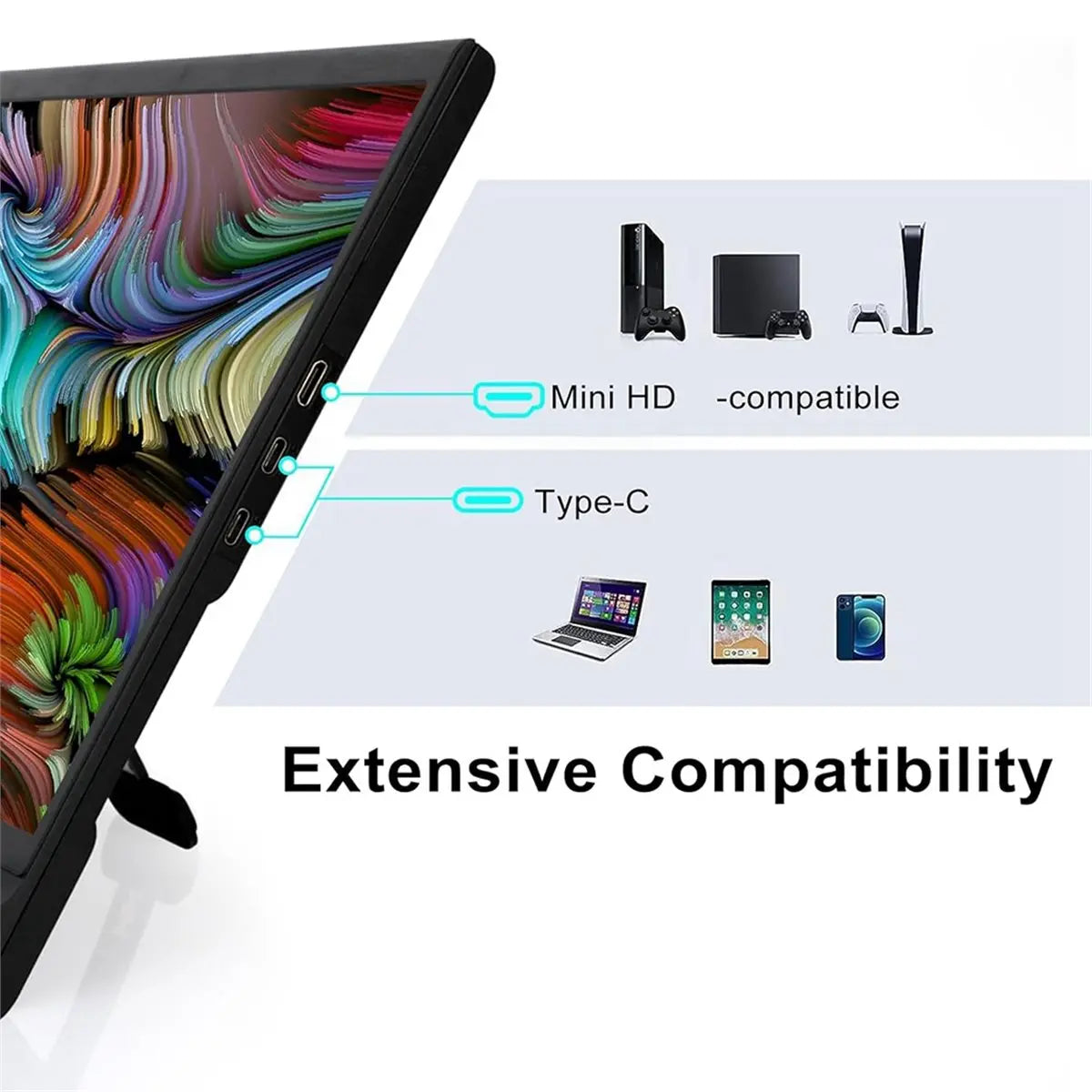 15.6 Inch Portable Laptop Monitor — Slim External Second Screen for Productivity