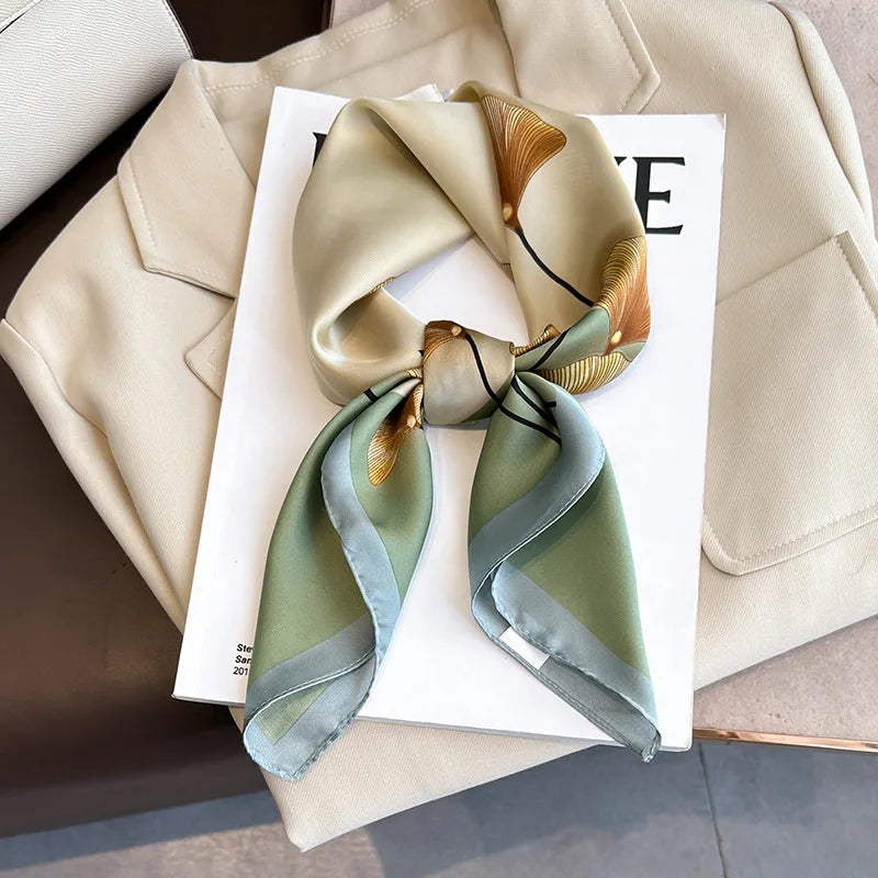 SENAIFEI Printed Silk Scarf — Luxury Square Shawl & Decorative Headband