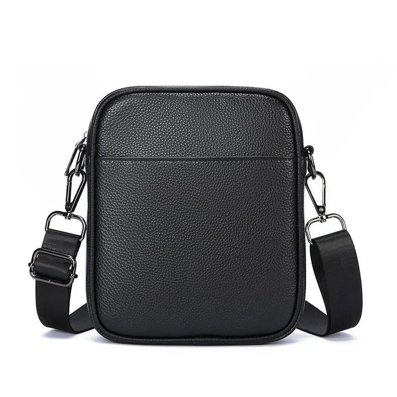 Genuine Leather Messenger Bag — Vertical Crossbody Shoulder Bag for Men