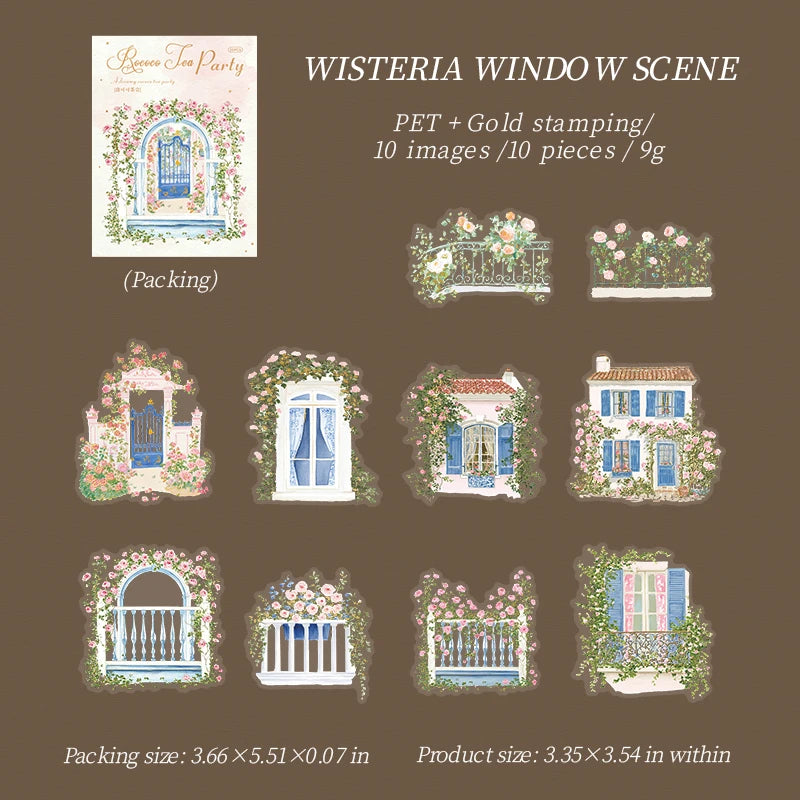 Rococo Theme Decorative Stickers — 10 Sheets of Large PET Decals for Scrapbooking