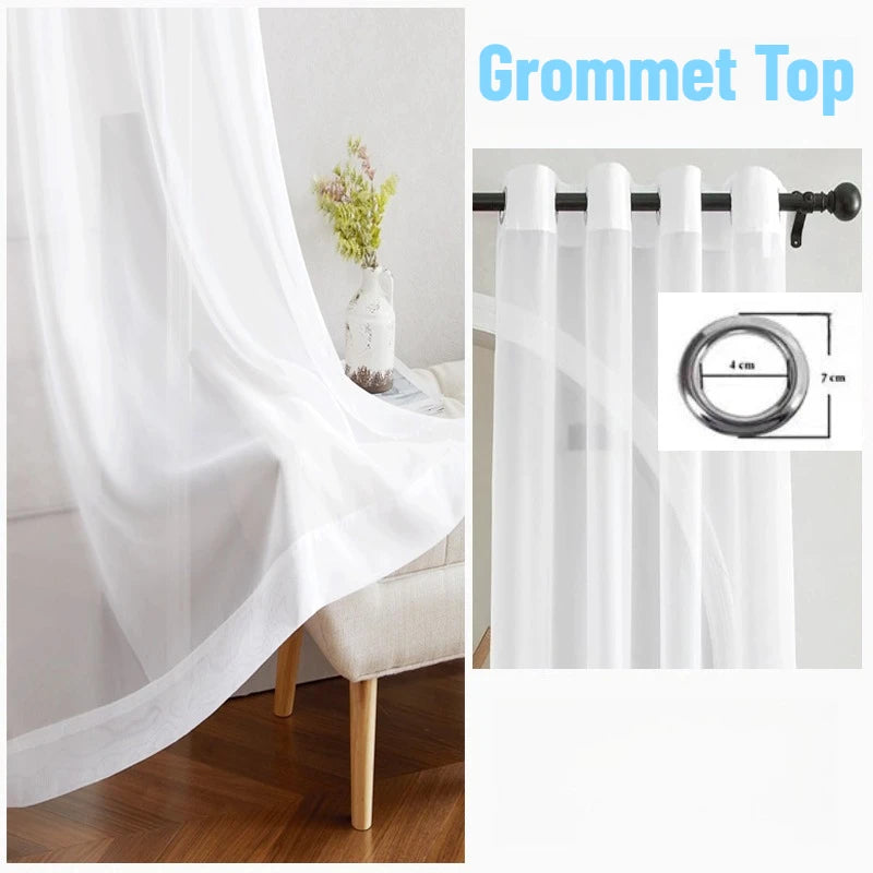 JESSANS White Tulle Wavy Curtains — Luxury Chiffon Sheer Voile for Home Decor
