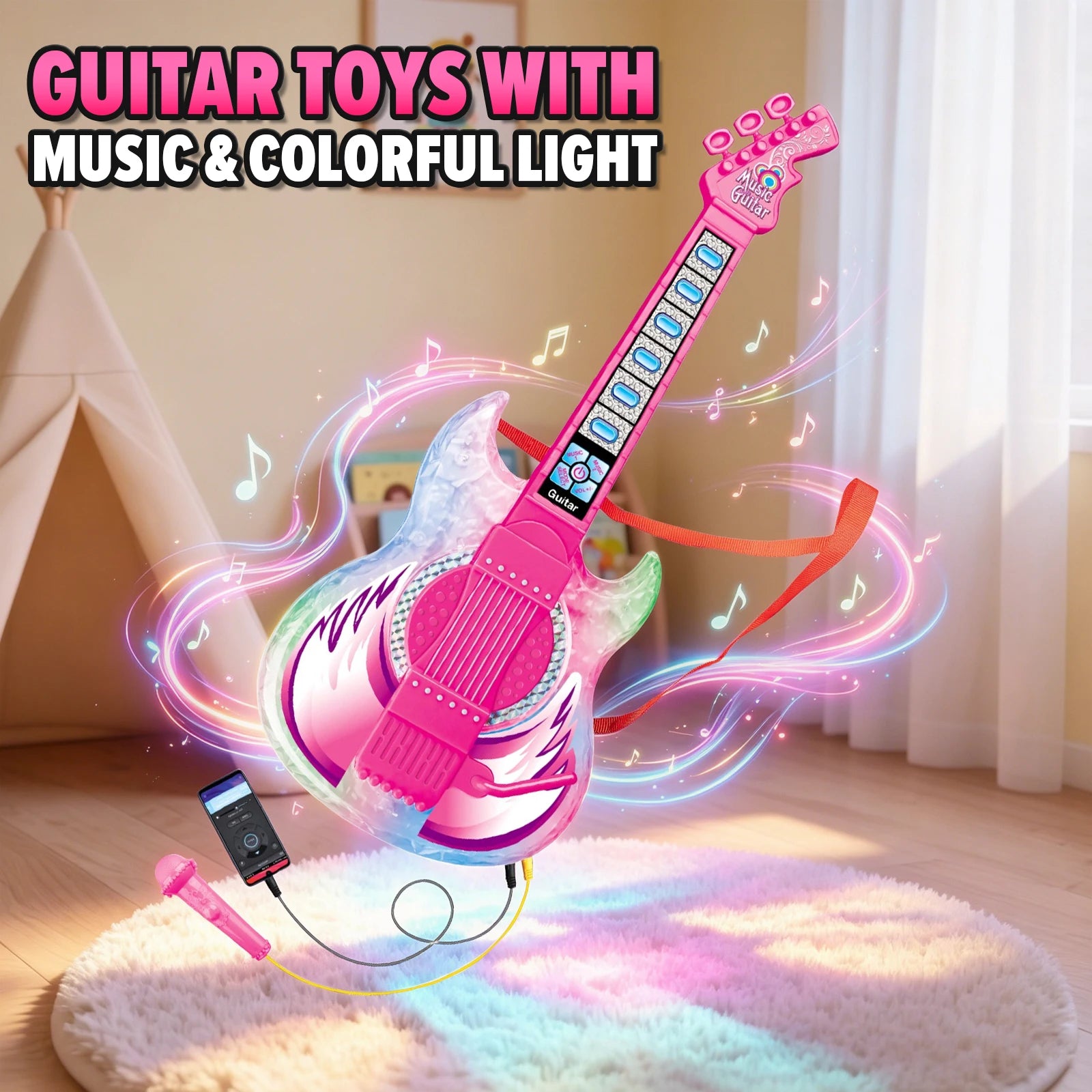 CONUSEA Kids Karaoke Microphone & Guitar Set — Musical Instrument Toy