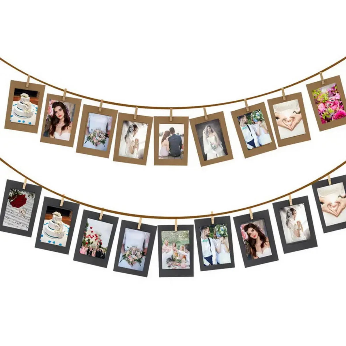 Hanging Photo String Album — Handmade Wall Decor with Hemp Rope and Clips